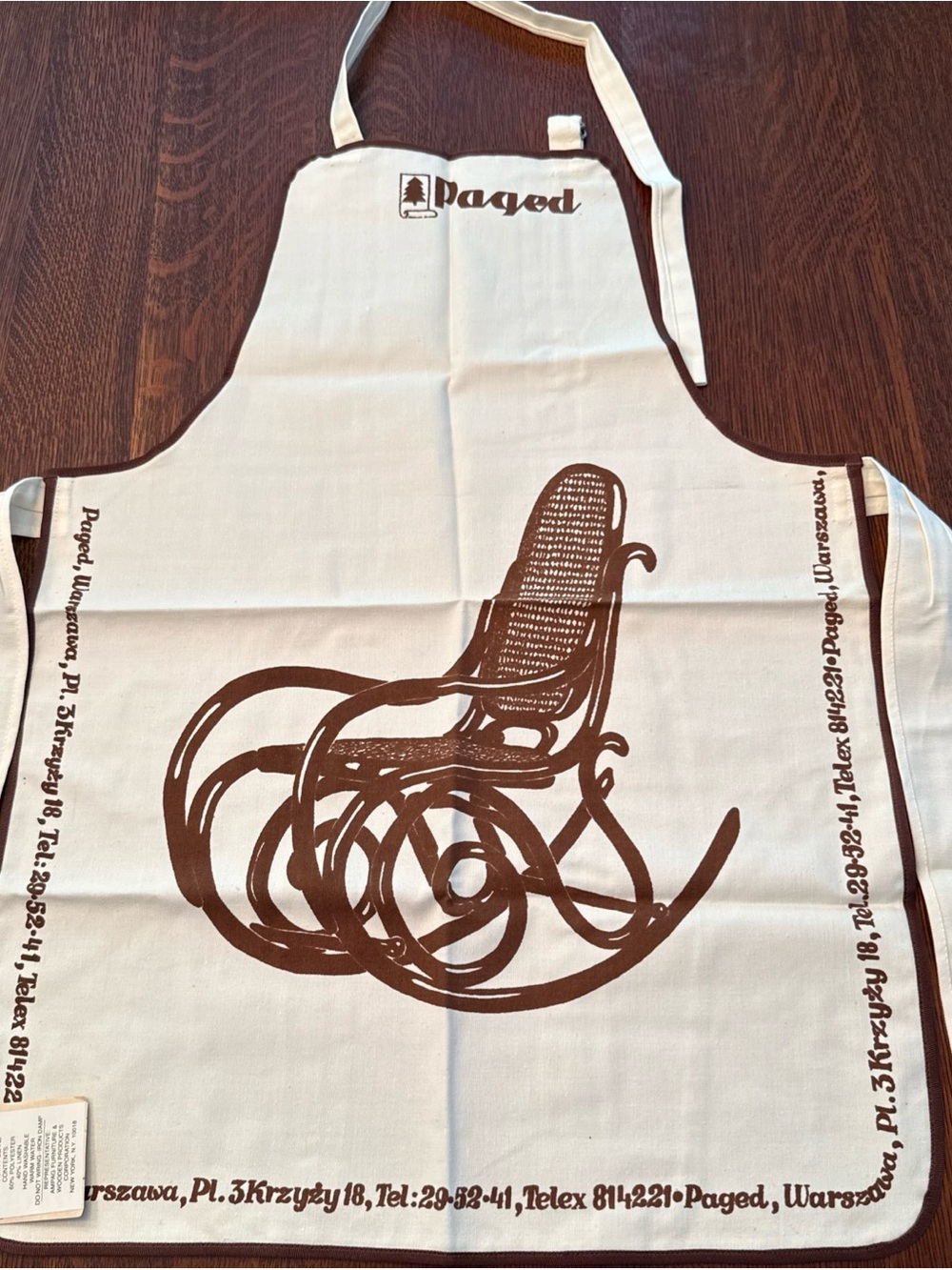 Childs Apron Made in Poland Warsaw Paged Wood Products Rocking Chair Design NWT